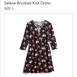 3/4 Sleeve Floral on black Knit Dress